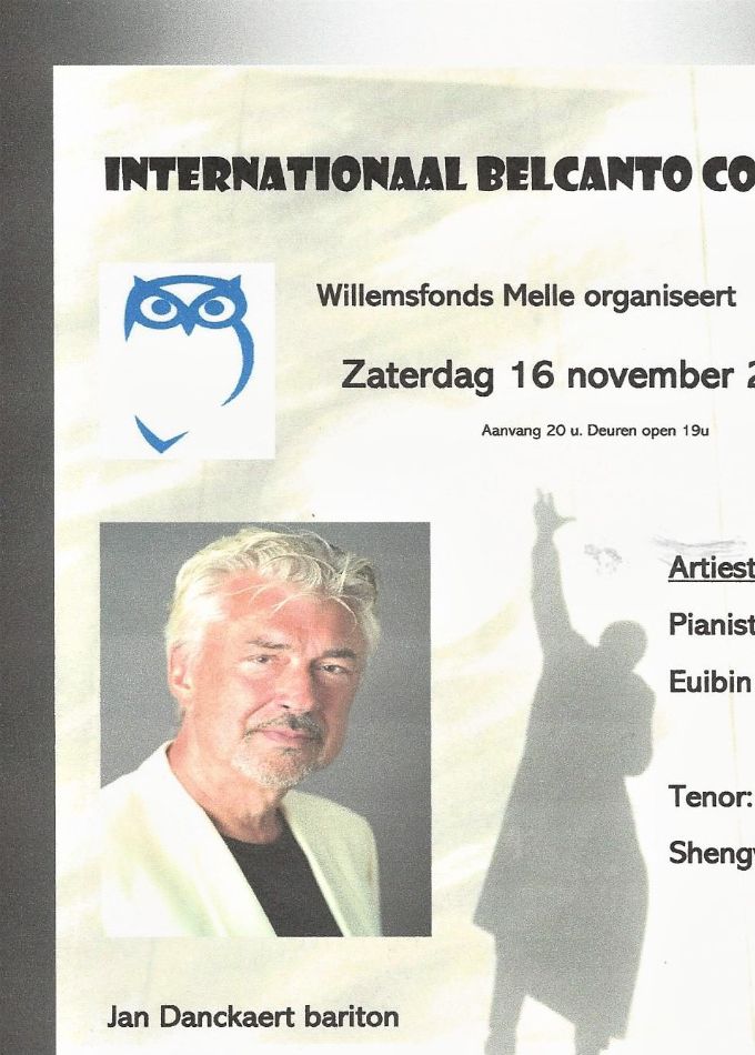 Affiche van het Internationaal Belcanto Concert ingericht door het Willemsfonds Melle op zaterdag 16 november 2019