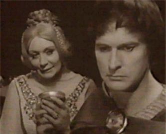Jacqueline van Quaille als Isolde en Claude Heater als Tristan in Tristan und Isolde van Richard Wagner. De gifscène uit akt.1