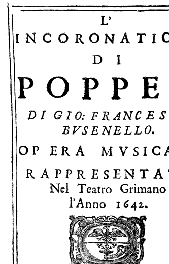 Historische affiche van de première van de Monteverdi opera 