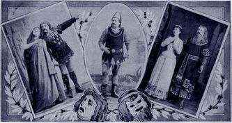 Solisten van de première 1886. Blanche Deschamp, Bouvet,Talazac,Simmonet en kobalt.